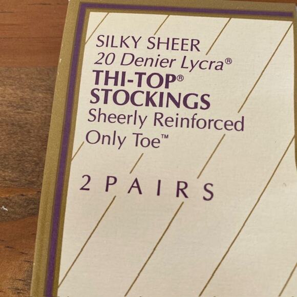 Vintage Nice Touch Silken Sheers  2 Pairs Thi-Top Stockings - Mist - Medium - Picture 2 of 6